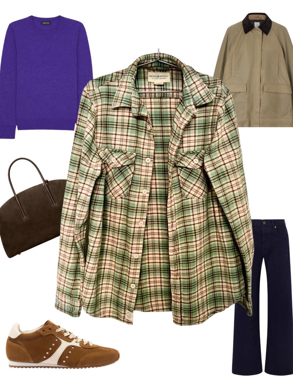 Denim & Supply Ralph Lauren Green and Cream Plaid Button-Down Shirt